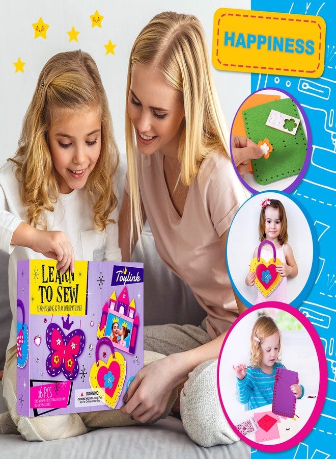 Toylink First Sewing Kit for Kids Beginners Arts Crafts for Girls Ages 4 5 6 7 8 Learn to Sew Unicorn Purse Bags Picture Frame Pen Holder DIY Felt Craft Kits Toddler Gifts - Image 4